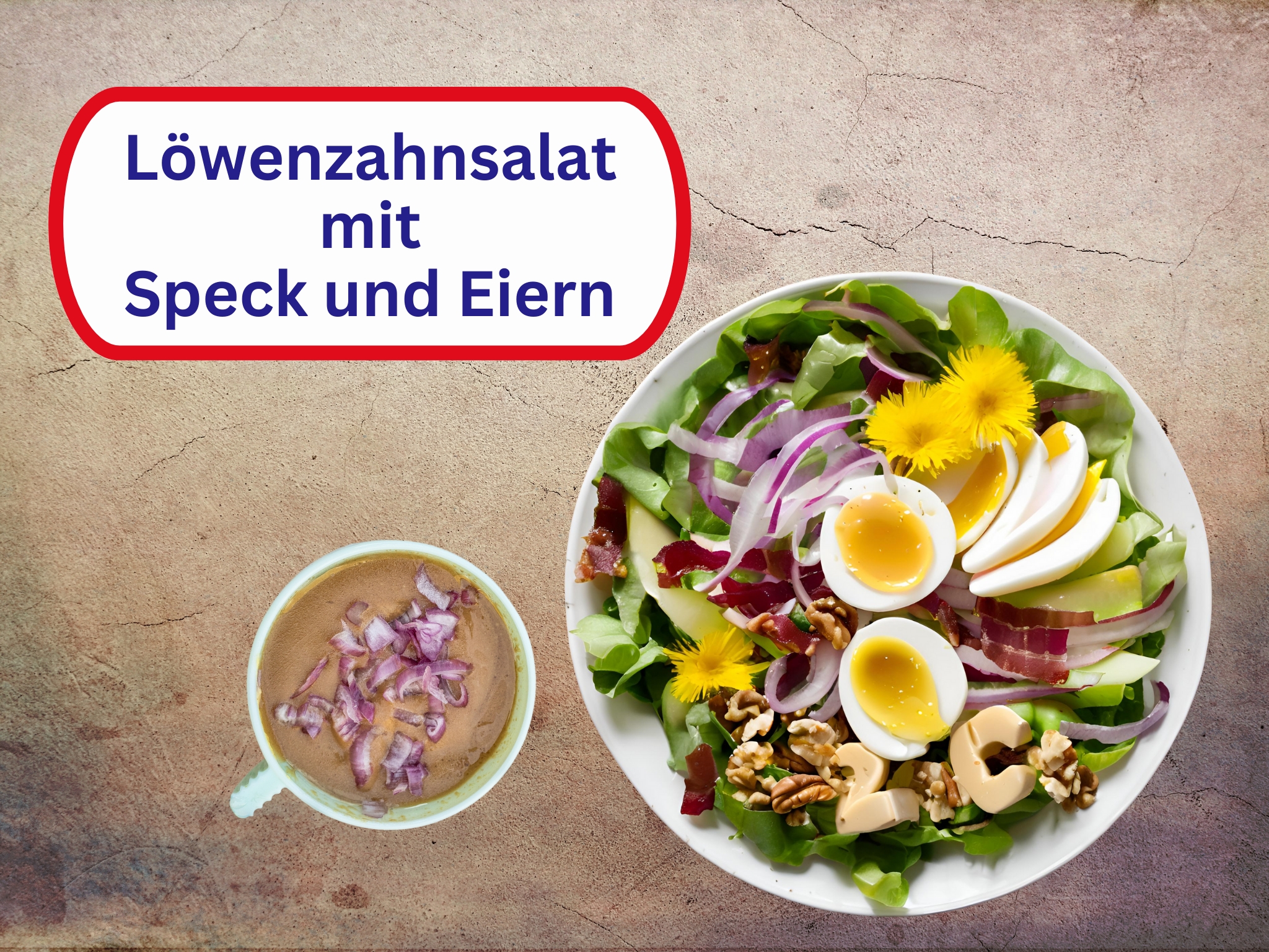 Löwenzahnsalat mit Speck und Eiern